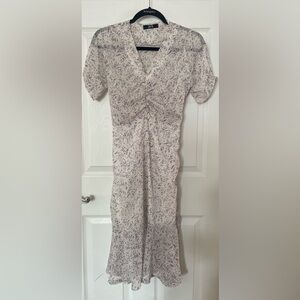 24 Floral Print V Nevk Shortsleeev Women's Dress Mwdium